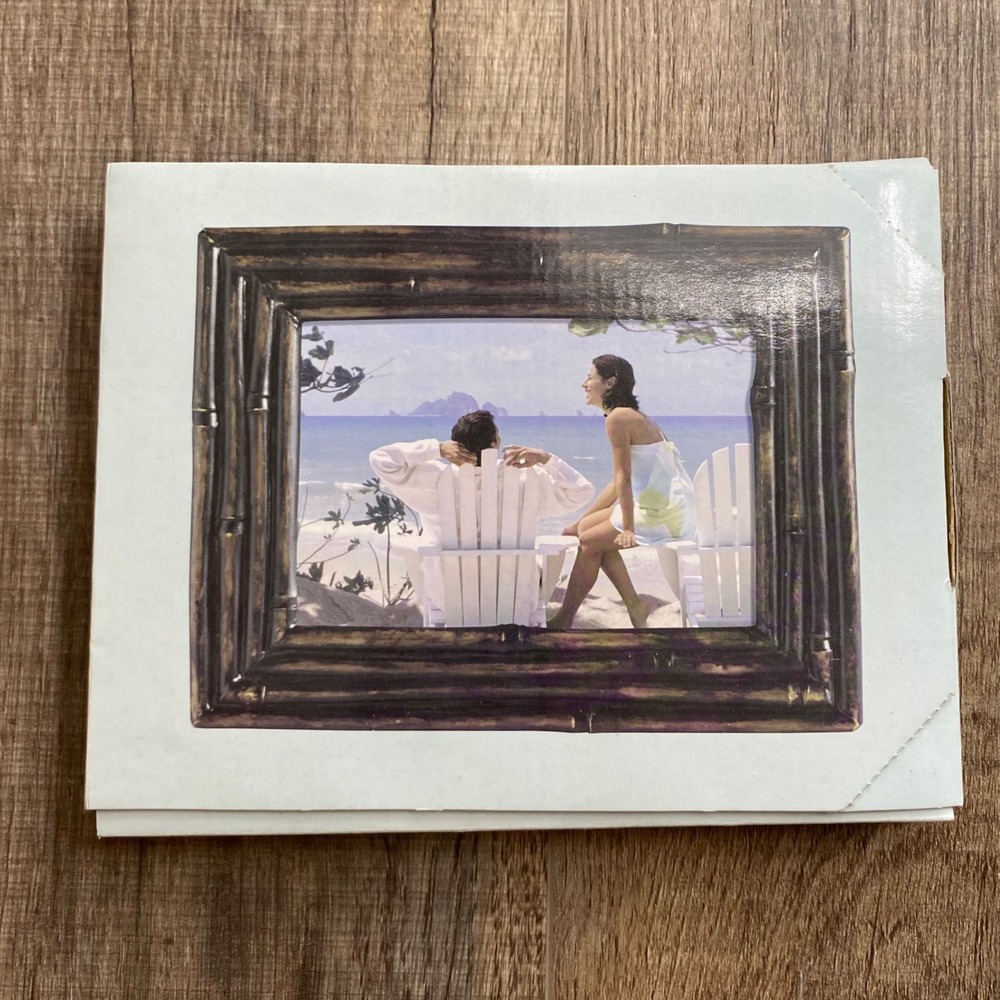 Vintage 2002 Hallmark Faux Bamboo Picture Frame Tropical Coastal Decor 4x6